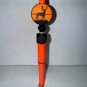 Handmade Beaded Pen- Deer design with black silicone and resin beads